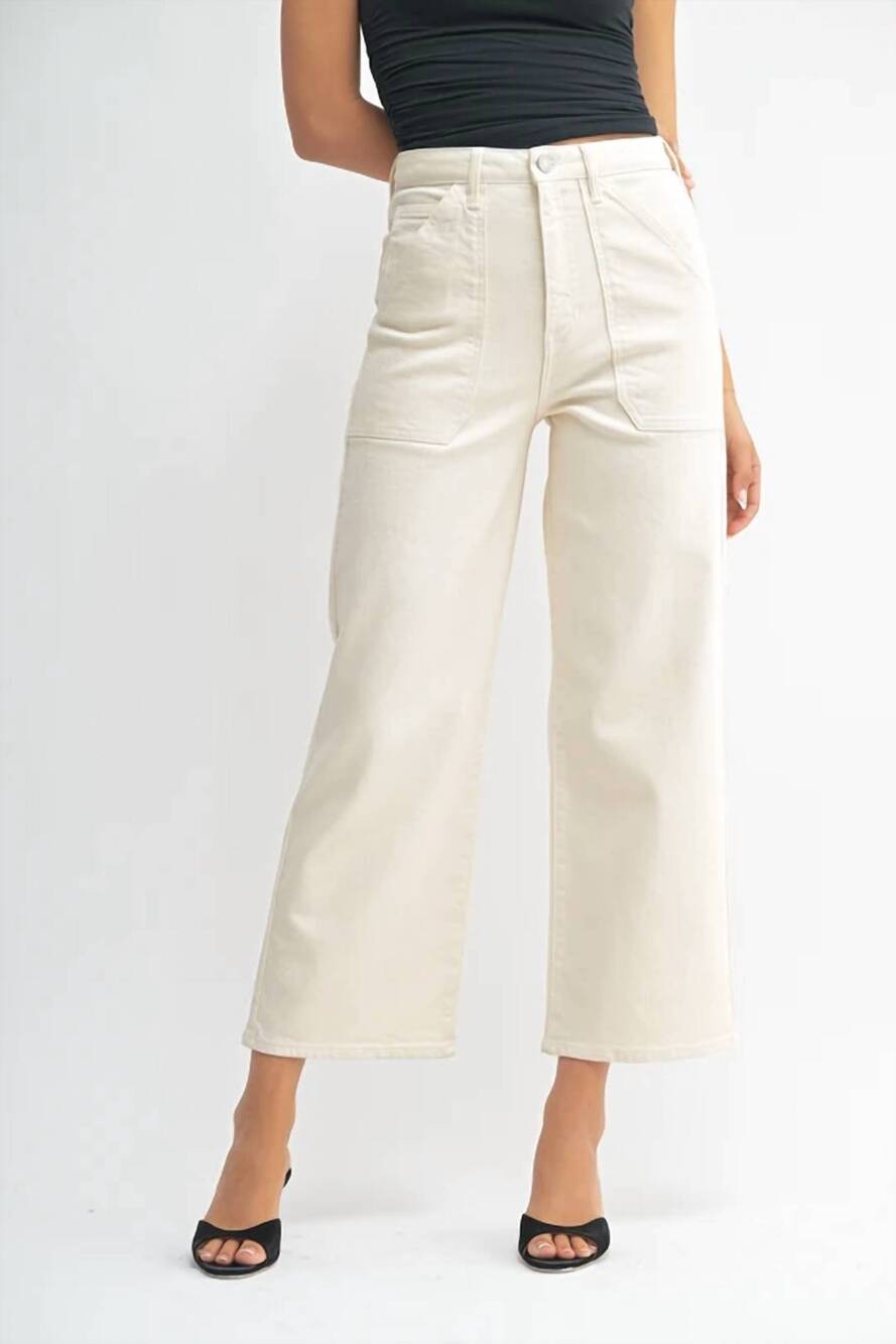 NEW JUST BLACK DENIM front pocket wide leg jeans in almond